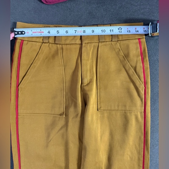 Zara Yellow Chinos with Red Trim Size Small - Picture 6 of 10